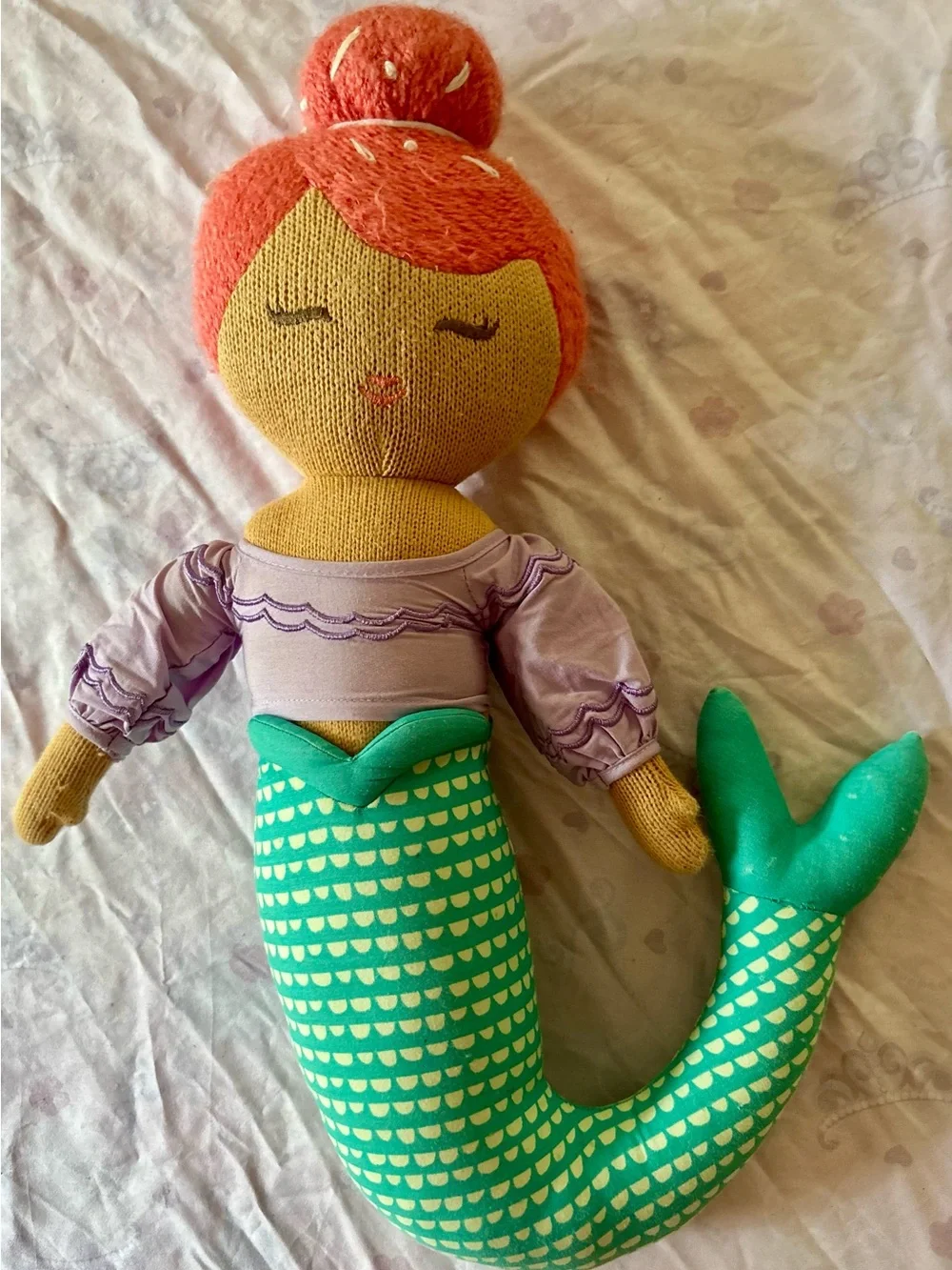 Soft, Plush Mermaid Doll with beautiful detailed stitching